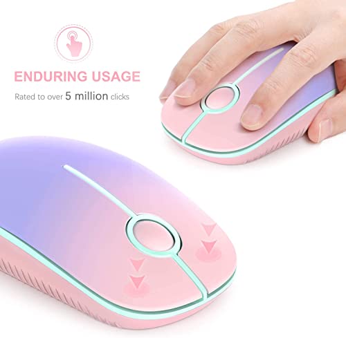 VssoPlor Wireless Mouse, 2.4G Slim Computer Laptop Mouse, Pink to Purple | Portable Mouse, Plug & Play USB Nano Receiver, Quiet Silent Optical Mice for Notebook, PC, Laptop, Computer, Windows, Mac - color: Pink to Purple