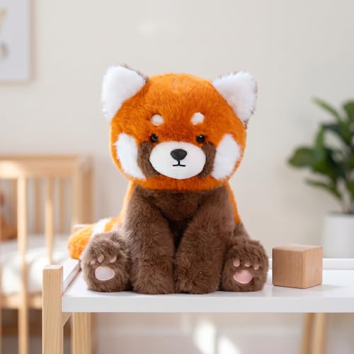 YUKOUQIAN Red Panda Stuffed Animal Cute Plush Doll Toy 8 inch for Girls Boys Christmas (sit Black red Panda) - style: sit black red panda