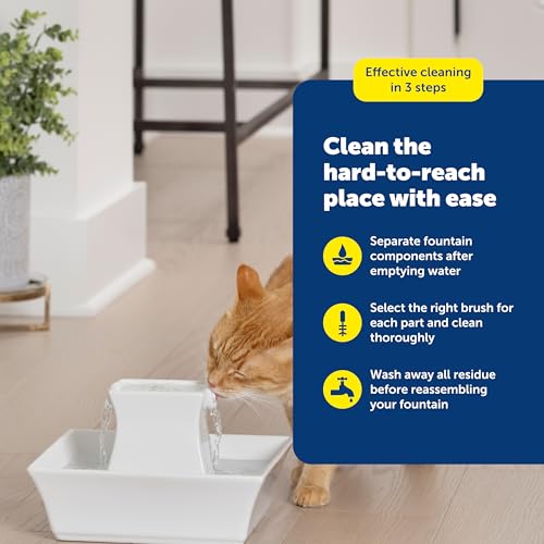 PetSafe Drinkwell Dog and Cat Water Fountain Cleaning Kit, 3 Brushes, Blue, 1 3/8', 1 5/8', 2' brushes (535855) | 3-Brush Set, Plastic-Wrapped Steel Shafts Resist Rust, Flared Sponge Tip for Deep Cleaning, Fits All Drinkwell Fountains