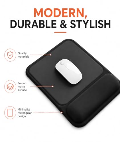 Ergonomic Mouse Pad with Wrist Rest, Gel Mousepad with Soft Wrist Support, Non-Slip PU Base, Smooth Surface Mouse Pad for Wrist Pain Relief, Computer Laptop Office Home & Gaming (Classic Black) - color: Classic Black