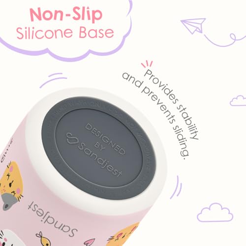 Cat Kids Insulated Stainless Steel Water Bottle 16 Oz, Travel Tumbler for School, Sports for Girls, Birthday, Back To School (Pink) - color: Cat 1
