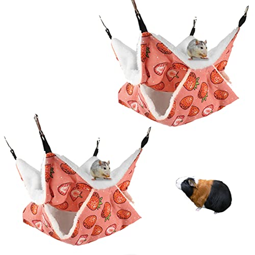 LYART Guinea Pig Rat Ferret Hammock and Warm Bed Small Pet Hideout Tunnel Cave Hanging Bunkbed Hammock Cage Toy for Hamster Sugar Glider Squirrel (4.Hammock X 2PCS) - color: 4.Hammock X 2PCS