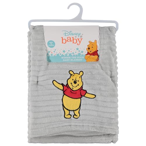 Disney Winnie The Pooh Soft Baby Blanket - Flannel Fleece Blanket for Baby Girls/Boys - Plush Crib Stroller Nursery & Daycare Blankey, Big Hug/Grey - color: Winnie the Pooh Big Hug