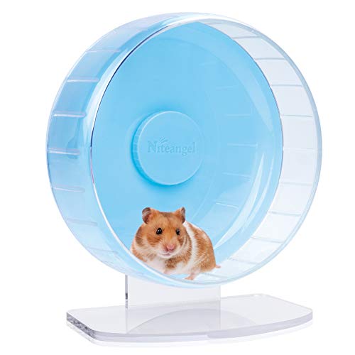 Niteangel Super-Silent Hamster Exercise Wheels: Quiet 10 inch Running Wheel | Can 10.6-13.4" Adjustable Height - No Bend Back Spinner Running for Dwarf Syrian Hamster Gerbils Mice Or Other Small Animal - color: Light Blue, size: Medium