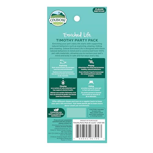 Oxbow Timothy Hay Party Pack, Rabbit & Guinea Pig Toys, Bunny Enrichment | Rabbit Chew Toys, Guinea Pig Enrichment, Guinea Pig Chew Toys, Rabbit Enrichment, Natural Materials, Small Pet Accessories - style: Timothy Pack