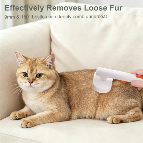 Cat Brush for Shedding, Self-Cleaning Slicker Brush | Self-Cleaning Slicker Brush, Kittens & Rabbits Removes Loose Fur, Undercoat Deshedding Comb with One-Click Cleaning