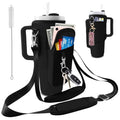 Stanley Carrier Bag for Stanley 40oz/30ozTumbler with Phone with 2 Adjustable Strap,3 Pockets Bottle Stanley Cup Carrier Bag & Case,Accessories for Hiking Travelling - color: Black
