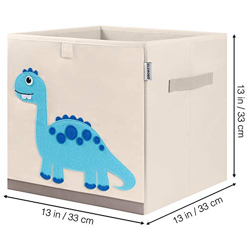 13 Inch Animal Cube Storage Bins, Foldable Fabric Kids Toy Box & Toy Chest | Kids Storage Cubes, Toy Storage Organizer Basket for Toddlers, Boys and Girls, Playroom and Nursery (Dinosaur) - color: Dinosaur