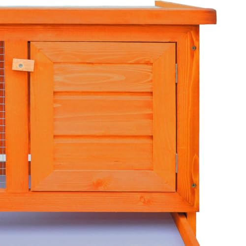 vidaXL Outdoor Rabbit Hutch Small Animal House Pet Cage 1 Layer Wood | Made from solid pine wood and plywood, Easy to clean thanks to a removable bottom tray,