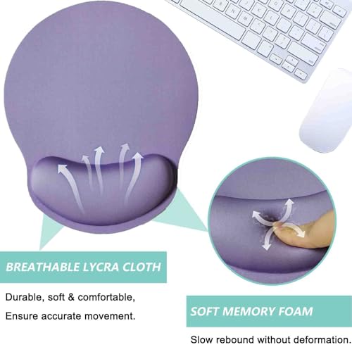 Mouse Pad with Wrist Support, Ergonomic Mouse Pad with Memory Foam Wrist Rest Cushion, Non-Slip Rubber Base Gaming Mice Pad for Home Office Computer Laptop, Purple - color: Purple