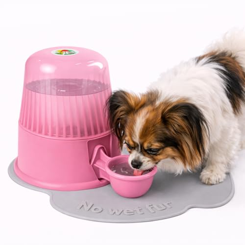 Pet Water Dispenser for Dogs and Cats, 67.6 oz – Gravity-Fed Water Bowl for Clean Drinking, Prevents Wet Fur, BPA-Free Polypropylene, (Clear Pink) - color: Clear Pink
