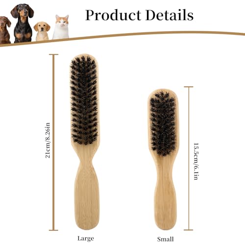 Soft Boar Bristle Dog Brush for Short Haired Dogs, Made of Bamboo,（Small） | Massage Brush, Gentle Deshedding & Grooming Tool, Ideal Dog Hair Brush for Pets, Dog Brushes for Grooming and Shedding - size: Small