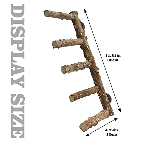 2 Pack Bird Ladder Perch for Cage, Parrot Perch Stand Toys, Natural Prickly Ash Wood Climbing Ladder, Cage Accessories for Small to Medium Birds Parakeets Cockatiels Rats Hamsters