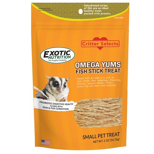 Exotic Nutrition Omega YUMS Fish Stick Treat for Sugar Gliders | All Natural & Made with Real Fish (2 oz) - size: 2 Ounce (Pack of 1)