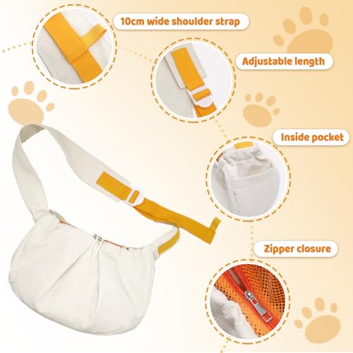 Ferret Sling Carrier, Soft Breathable Small Animal Sling Bag with Widened & Adjustable Shoulder Strap for Ferrets Puppy Kitten Rabbit