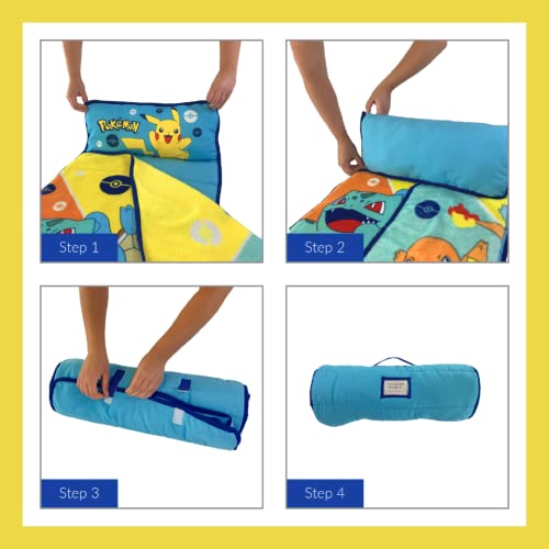 Pokémon Anime 24" X 45" Soft Toddler Nap Mat with Pillow and Blanket Perfect for Preschool, Daycare, and Travel (Official Licensed Product) by Franco - color: Pokemon
