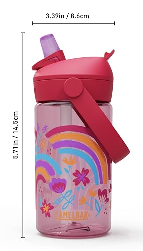 CamelBak Thrive Flip Straw Kids Water Bottle with Bite Valve, Tritan Renew Design for School and Travel, 14oz, Rainbow Floral - color: Rainbow Floral