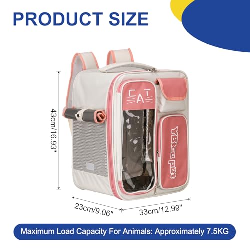 Pet Backpack Carrier, Portable and Ventilated, Oxford Cloth, Dogs Cats and Small Animals Travel Bag 12.99" Up to 16.5 Lbs, (Red), Intended for Hiking/Camping/Traveling - color: Red