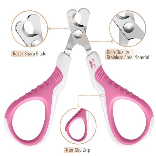 Mr. Pen- Cat Nail Clipper, Stainless Steel | Professional Sharp Cat Claw Trimmer for Small and Medium Cats, Pet Nail Clipper with Sturdy Non Slip Handle - color: Dark Pink