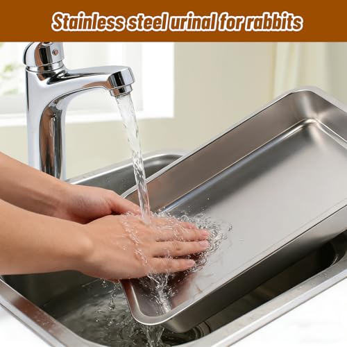 Rabbit Litter Box Stainless Steel Gird Rabbit Litter Box,304 Stainless Steel Sifting Tray with &Non-Slip Feet Mats,Small Animal Toilet Potty Tray Easy to Clean and Wash