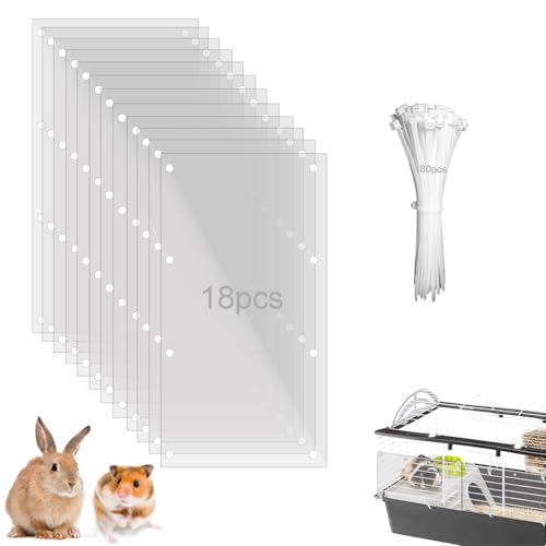 Pet Cage Liner Protection, Rabbit Cage Plastic Panels, 18 PCS Cage Urine Guard for Rabbit, Guinea Pig, Hamster, Hedgehog, Chinchilla, Ferret, Bunny - Transparent, 11.8"x5.9" - size: 18PCS,11.8"x5.9"