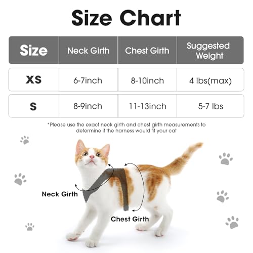 Cat Vest Harness and Leash Set, Escape Proof Kitten Harness Black XS | Safe Reflective Strips, Adjustable Easy Wear Kitty Harness, Sturdy Clip Buckle, Breathable Mesh , for Kitty Puppy Bunny Walks - color: Black, size: XS