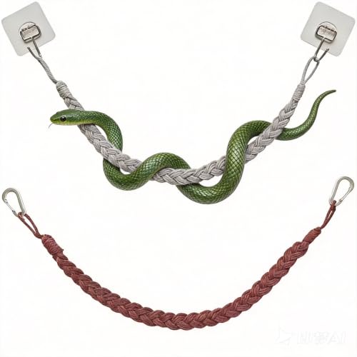 2 Pack Snake Climbing Rope Toys Terrarium Habitat Decor Reptile Enrichment Accessories for Ball Python Corn Snake Lizards and Geckos Reptile Tank Accessories