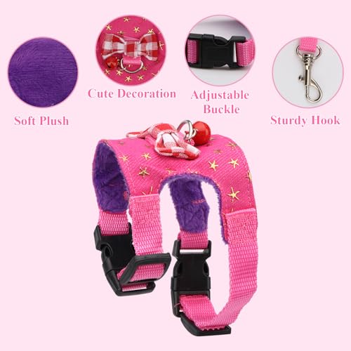 Hypeety Small Animal Harness Vest and Leash Set Soft Mesh Harness Outdoor Leash Traction Rope for Small Pet Hamster Rabbit Guinea Pig Ferret Kitten (M, Pink Star) - color: Pink Star, size: M