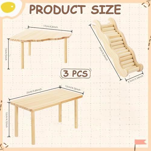 Hamster Wooden Platform Tunnel Ladder Hideout Playhouse Hamster Game Climbing Toy with Cage Accessories for Small Pets Dwarf Syrian Mice Degus Gerbils Squirrel (Serenade)