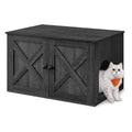 Feandrea Cat Litter Box Enclosure, Litter Box Furniture Hidden with Removable Divider, Indoor Cat House, End Table, 31.5 x 20.9 x 19.7 Inches, Ink Black UPCL002B01 - color: Ink Black, size: L (31.5"L x 20.9"W x 19.7"H)