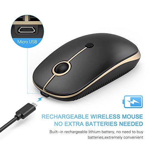 VssoPlor Type C Wireless Mouse, USB C MacBook Wireless Mouse, Black Gold | Dual Mode Cordless Mice with USB and Type C Receiver Compatible with PC, Laptop, MacBook and All USB C Devices - color: Black Gold