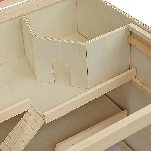 PawHut 45" Extra Large Wooden Hamster Cage, 3-Layer Rat Cage with Opening Roof, PVC Window, Small Animal Habitat for Gerbil, Dwarf & Syrian Hamsters, Natural | Rat Cage, PVC Window, Small Animal Habitat, for Gerbil, for Dwarf & Syrian Hamsters - color: Na