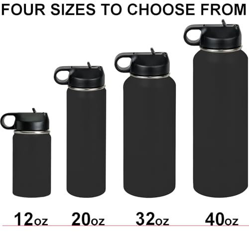 LaserGram Personalized 12oz Water Bottle, Snail (Dark Blue) | Engraved Gift, Vacuum Insulated Stainless Steel, Flip-Top Straw Lid, Laser Engraved With Your Name - color: Dark Blue, size: 12 Ounces
