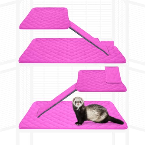 Paw Inspired Fitted Fleece Liner Set for Critter Nation 2-Story Cage, Pink | Double Unit Combo Pack for Ferret Nation/Critter Nation Cage, For Ferrets, Rats, Chinchillas, Hedgehogs, Small Animals, Pets - color: Pink, size: Double Unit Combo