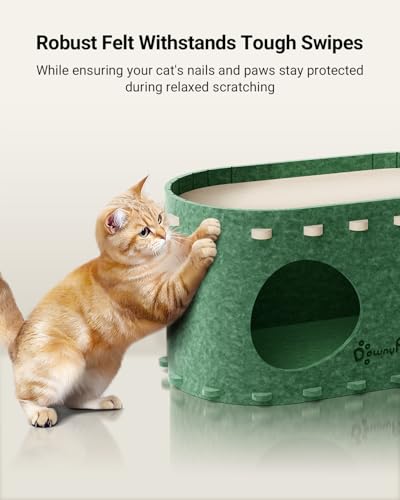 DownyPaws Cat House for Indoor Cats, Cube Castle Cat Bed Cave, Forest | Cat Hideaway Enclosed Bed,Cave Hideout Fort,Kitten Peekaboo Hut for Cats,Hide Box Bed for Large Cat Up to 22 Lbs - color: Forest, size: Single