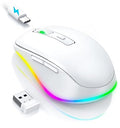 PEIOUS Wireless Mouse Jiggler, LED Mouse with Built-in Mouse Mover, White | Rechargeable, Silent Clicks, Adjustable DPI and Random Movement Keep Computers Awake for Work-Life Balance on Laptop/PC/Mac - color: White