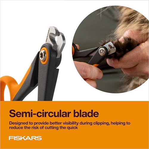 Fiskars Pet Small Nail Clippers, Cat and Dog Trimmers for Grooming, 4.25" | Suitable for Small Dogs & Cats, Semi-Circular Blade for Clear View While Cutting, SoftGrip Handle, Pet Supplies, Black - size: Small