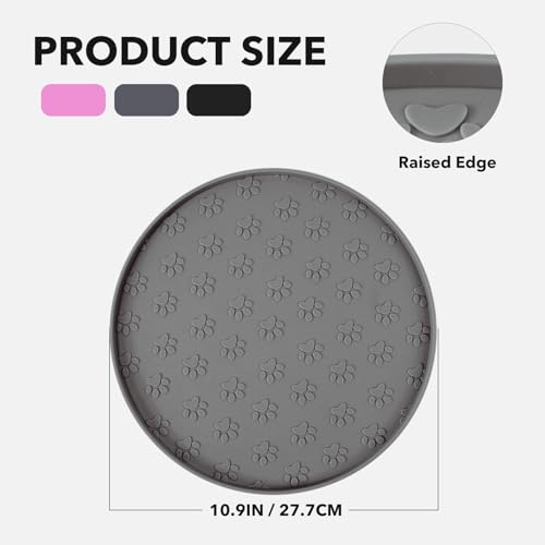 Silicone Pet Food Mat - Waterproof Dog Food Bowl Mat Cat Feeding Mat Thicker Pet Placemat Eating Mat with High Lip to Prevent Spills, Dog & Cat Water Bowl Mat for Messy Drinkers to Protect Floors，Gray - color: Grey