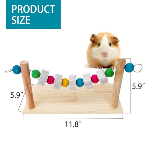 Hamster Wood Ledge Platform with Lava Stone Chew Block, Cage Rest Shelf Climbing Toy for Dwarf Hamsters, Sugar Gliders, Parakeets - style: Style A