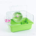 Small Pet Hamster Cage with Running Wheel Water Bottle Food Basin Portable Carrier House Mice Home Habitat for Going Out, Traveling (Green) - color: Green