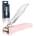 Nail Clippers Anti Splash, Sharp Curved Blades, Detachable Easy Clean Base | Premium Carbon Steel Manicure Tools with Catcher, Ergonomic Anti-Slip Soft Rubber Handle for Precise Trimming - color: Light Pink