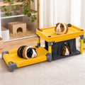 Guinea Pig Bunk Bed 27.5 x 9.8 x 7.5 in, 2-tier Small Animal Hideout with Washable Pads & Soft Curtains, Space-saving Cozy Corner Bed for Guinea Pigs, Chinchillas, Ferrets, Dwarf Rabbits (Large)