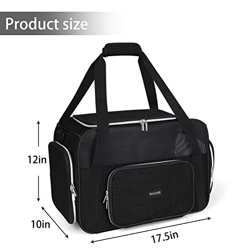 BAGLHER Pet Travel Carrier, Cat Carriers Dog Carrier for Small Medium Cats Dogs Puppies, Airline Approved Small Dog Carrier Soft Sided, Collapsible Puppy Carrier. Black - color: Black