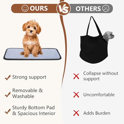 Dog Purse Carrier for Small Dogs, Cats, and Puppies – Soft-Sided Travel Pet Tote Bag with 4 Large Pockets, Foldable, Lightweight, Fits Pets up to 15 lbs, for Travel, Outings (Grey) - color: Grey