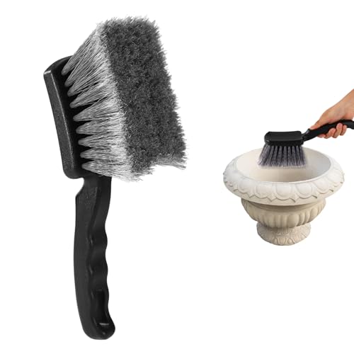 Bird Bath Brush, Black Animal Bath Cleaner with PVC Bristles and Ergonomic Plastic Handle Easy to Use Birdbath Accessories for Bird Feeder Outdoor Cleaning