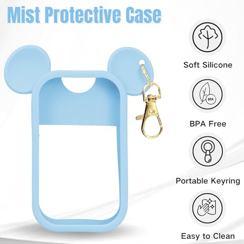 Mouse Design Silicone Case Compatible with Touchland Hand Sanitizer Spray 1 fl oz, Silicone Protective Case Holder with Keychain for Power Mist and Glow Mist, Blue - color: Blue
