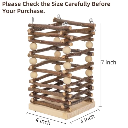 Eorbow Wood Rabbit Hay Feeder, 7" Hanging Grass Holder with 2 Hooks, Small Animals Feeding Hay Manager for Cage, Bunny Hay Feeder Rack for Chinchilla Guinea Pig Hamster Gerbil