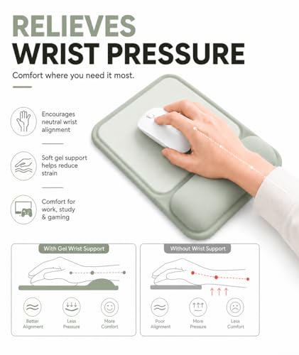 Ergonomic Mouse Pad with Wrist Rest, Gel Mousepad with Soft Wrist Support, Non-Slip PU Base, Smooth Surface Mouse Pad for Wrist Pain Relief, Computer Laptop Office Home & Gaming (Sage Green) - color: Sage Green