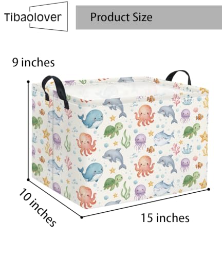 Rectangular Baby Kids Storage Basket for Home Kitchen Girls Cute Toy Storage Bin Organizer Shelf Book Room Decor(Cute Ocean) - color: Cute Ocean