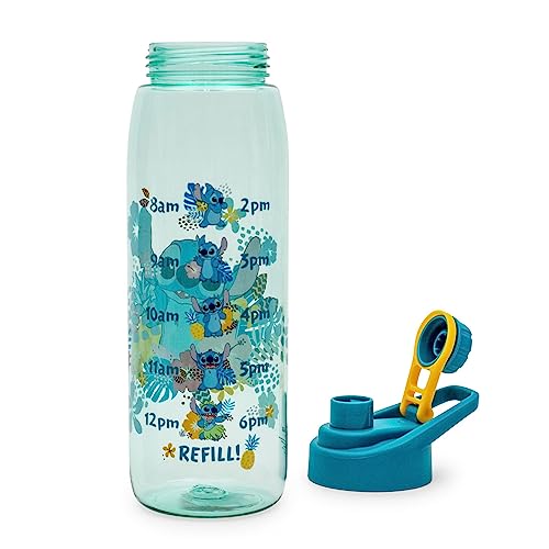 Silver Buffalo Disney Lilo and Stitch Tropical Hydration Tracker Schedule Water Bottle with Screw-On Lid, 28 Ounces - color: Lilo and Stitch Tropical Hydration Tracker, size: 28 Ounces